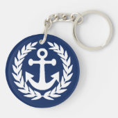 Naam van de boot en kapt nautisch anker sleutelhanger (Achterkant)