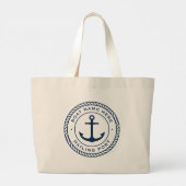 Naam van de boot en kustlijn van het havenanker grote tote bag (Achterkant)