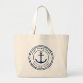 Naam van de boot en kustlijn van het havenanker grote tote bag (Voorkant)