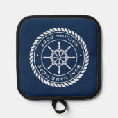 Naam van de boot en scheepskuikens van de haven pannenlap (Voorkant)