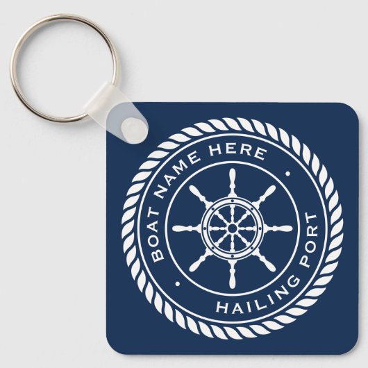 Naam van de boot en scheepskuikens van de haven sleutelhanger (Voorkant)