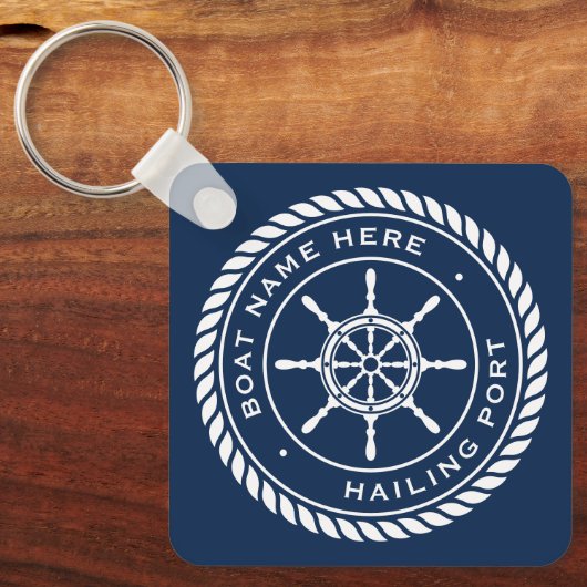 Naam van de boot en scheepskuikens van de haven sleutelhanger (Voorkant)