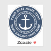 Naam van de boot en zwarte blauw van het heihaven sticker (Vel)