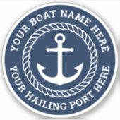Naam van de boot en zwarte blauw van het heihaven sticker (Voorkant)