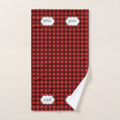 Naam van de buffelplaid-monogram DIY-initialen Bad Handdoek (Handdoek)