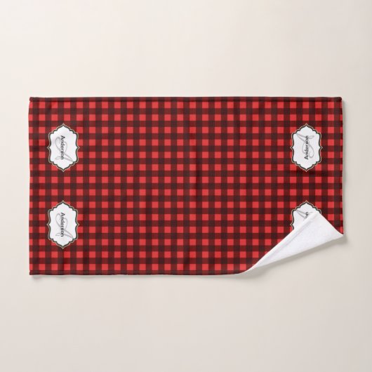 Naam van de buffelplaid-monogram DIY-initialen Bad Handdoek (Handdoek)