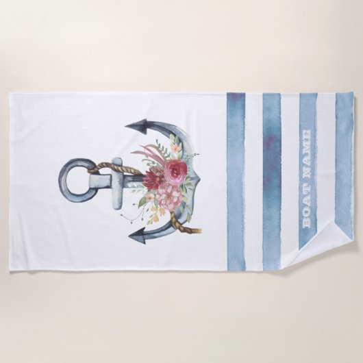 Naam van de cabine, ankervloerstroken strandlaken (Voorkant)