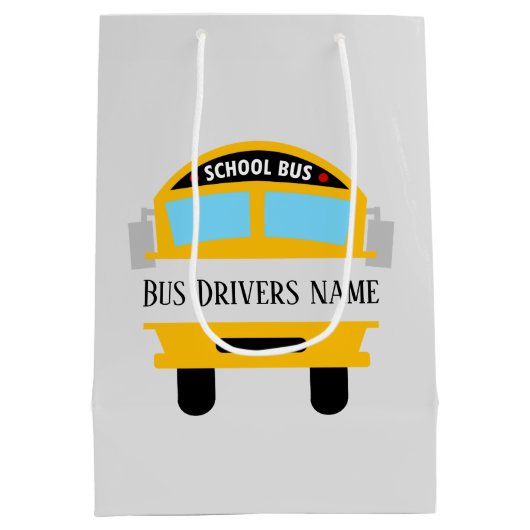 Naam van de coole schoolbuschauffeur toevoegen medium cadeauzakje (Achterkant)