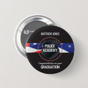 Naam van de douane, Afstuderen van de Politieacade Ronde Button 5,7 Cm