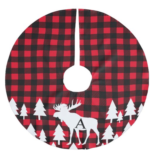 Naam van de familie Cabin Rustic Moose Buffalo Che Kerstboom Rok (Voorkant)