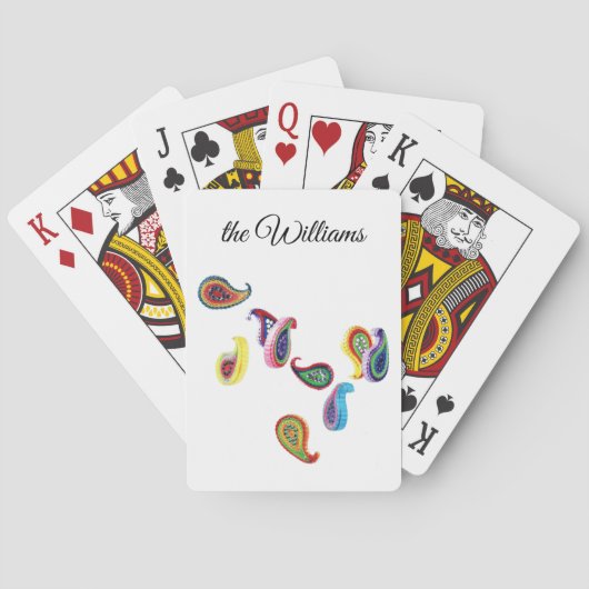 Naam van de familie, kleurrijke papier gewatteerde pokerkaarten (Achterkant)