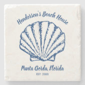  naam van de familie van het strand van Seashell - Stenen Onderzetter (Voorkant)