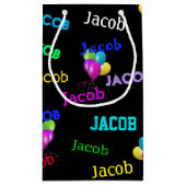 Naam van de geboortedag en ballon bouquet klein cadeauzakje (Achterkant)