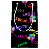 Naam van de geboortedag en ballon bouquet klein cadeauzakje (Voorkant)