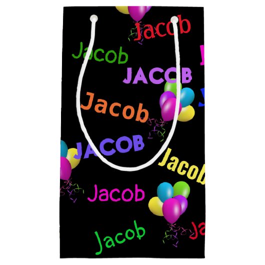 Naam van de geboortedag en ballon bouquet klein cadeauzakje (Voorkant)