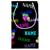 Naam van de geboortedag en ballon bouquet klein cadeauzakje (Achterkant)