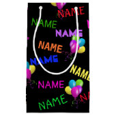 Naam van de geboortedag en ballon bouquet klein cadeauzakje (Voorkant)