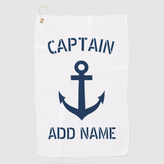 Naam van de gezagvoerder van de Nautical anchor Golfhanddoek (Voorkant)