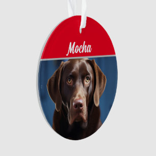 Naam van de hond Chocolade Labrador Hond Foto Kers Ornament