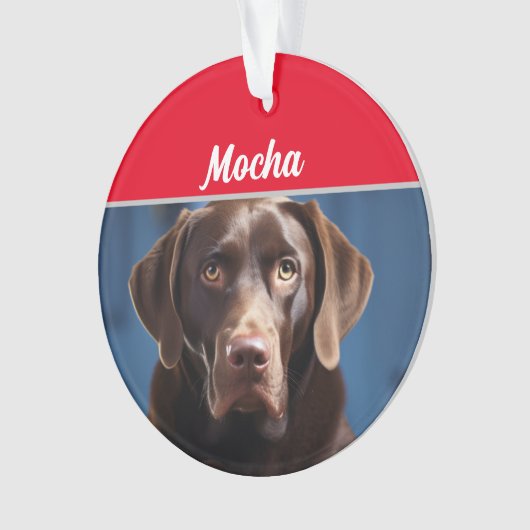 Naam van de hond Chocolade Labrador Hond Foto Kers Ornament (voorkant)