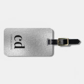 Naam van de initialen voor zilveren monogram bagagelabel (Voorkant horizontaal)