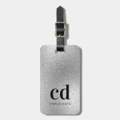 Naam van de initialen voor zilveren monogram bagagelabel (Voorkant verticaal)