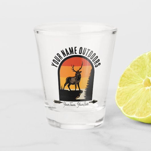 NAAM VAN DE JACHT VOEGT NAAM Buiten Deer Elk Wilde Shot Glas (Voorkant)
