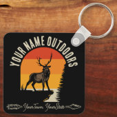 NAAM VAN DE JACHT VOEGT NAAM Buiten Deer Elk Wilde Sleutelhanger (Achterkant)