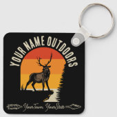 NAAM VAN DE JACHT VOEGT NAAM Buiten Deer Elk Wilde Sleutelhanger (Achterkant)