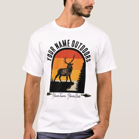 NAAM VAN DE JACHT VOEGT NAAM Buiten Deer Elk Wilde T-shirt (Voorkant)