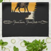 NAAM VAN DE JACHT VOEGT NAAM Buiten Deer Elk Wilde Theedoek (Gevouwen)