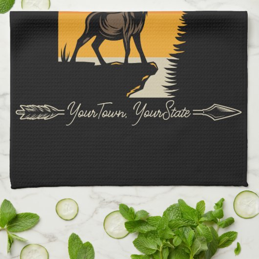 NAAM VAN DE JACHT VOEGT NAAM Buiten Deer Elk Wilde Theedoek (Gevouwen)