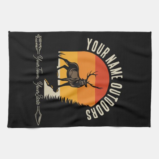 NAAM VAN DE JACHT VOEGT NAAM Buiten Deer Elk Wilde Theedoek (Horizontaal)