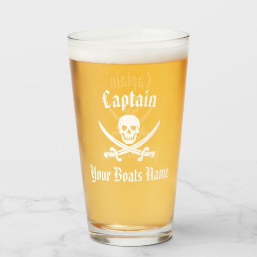 Naam van de kapitein en de boot glas (Voorkant gevuld)