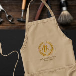 Naam van de kappersbassins en logo-barber-winkel e standaard schort<br><div class="desc">Gepersonaliseerd schort van de barber met een faux gouden schaar en manuscript logo (u kunt het met uw vervangen!) en met de naam/de titel van de barber</div>