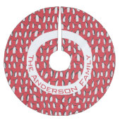 Naam van de kerstfamilie Penguin en Snowflakes Kerstboom Rok (Voorkant)