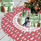 Naam van de kerstfamilie Penguin en Snowflakes Kerstboom Rok
