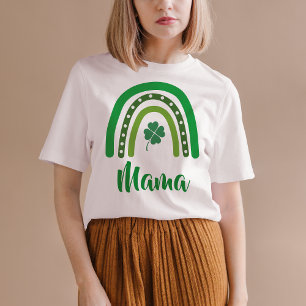 NAAM VAN DE KLANT St. Patrick's Day Boho Rainbow F T-shirt