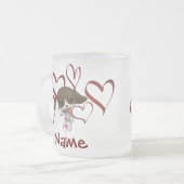 Naam van de koker en het hart matglas koffiemok (Voorkant links)