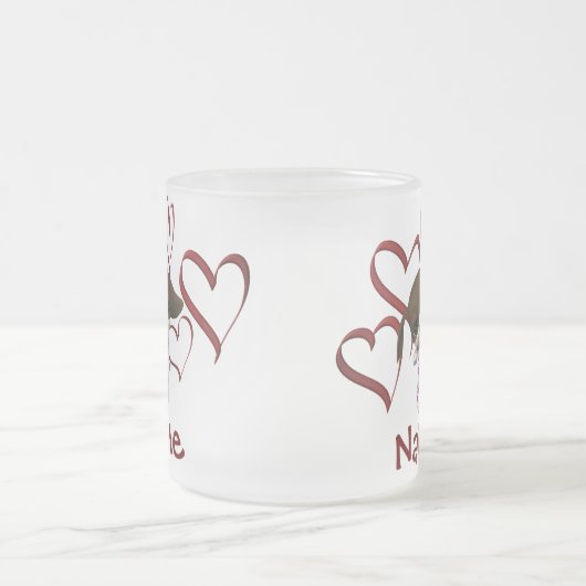 Naam van de koker en het hart matglas koffiemok (Center)