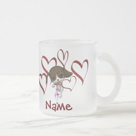 Naam van de koker en het hart matglas koffiemok (Rechts)