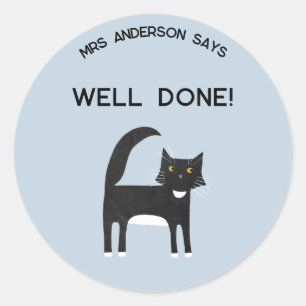 Naam van de leraar Aanmoediging Schattige Kat Ronde Sticker