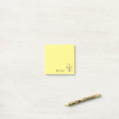 Naam van de leraar geel bloemig monogram post-it® notes (Op bureau)