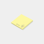 Naam van de leraar geel bloemig monogram post-it® notes (Schuin)