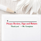 Naam van de leraar + "Gelieve te Reviewen, te onde Etiket (Insitu)