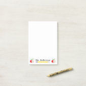 Naam van de leraar met appels en potlood 4 x 6 post-it® notes (Op bureau)