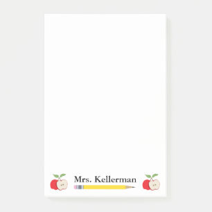 Naam van de leraar met appels en potlood 4 x 6 post-it® notes