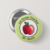 Naam van de leraar Rode appel op maat Ronde Button 5,7 Cm (Voorkant /achterkant)