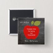 Naam van de leraar | Rode appel schoolbord bedankt Vierkante Button 5,1 Cm (Voorkant /achterkant)