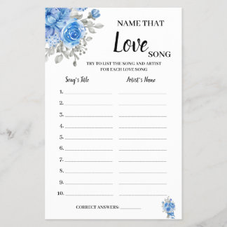 Naam van de liefdeszong Blue Flowers Shower Game C Flyer